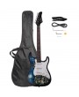 Glarry GST-E Electric Guitar Bag Shoulder Strap Pick Whammy Bar Cord Wrench Tool Blue