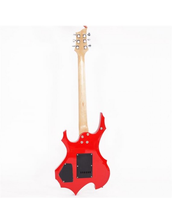 Glarry Flame Electric Guitar HSH Pickup Shaped Electric Guitar  Pack   Strap   Picks   Shake   Cable   Wrench Tool Red