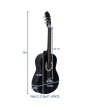 39 Inch 4/4 Size Classical Guitar 19 Frets Beginner Kit for Students Children Adult String Pick Black