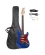 Glarry GST3 Pearl White Pick Guard Electric Guitar Bag Shoulder Strap Pick Whammy Bar Cord Wrench Tool Blue