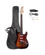 Glarry GST3 Pearl White Pick Guard Electric Guitar Bag Shoulder Strap Pick Whammy Bar Cord Wrench Tool Sunset Color