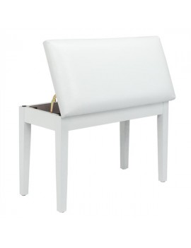 Bonnlo 29" Flat Leather Cushion Double Persons Straight Leg Piano Stool White