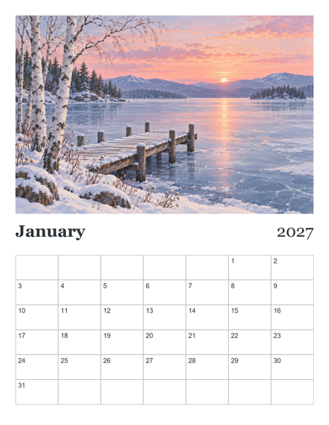 Preview of Illustrated 2027 Wall Calendar